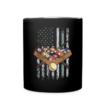Billard Retro USA Flagge Billardkugel 4th of July - Tasse einfarbig - Schwarz - Vorne
