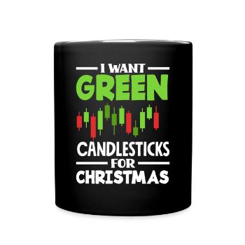Je veux des chandeliers verts pour l’investisseur de Noël - Mug uni - noir - Devant