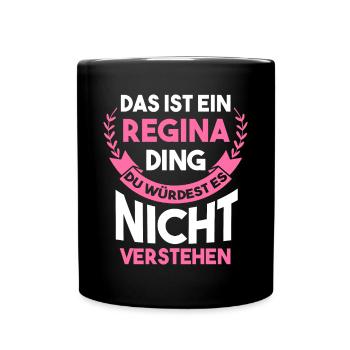 Vorname Regina - Tasse einfarbig - Schwarz - Vorne