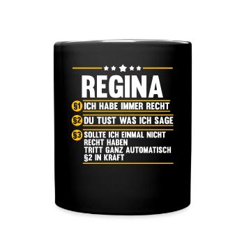 Vorname Regina - Tasse einfarbig - Schwarz - Vorne