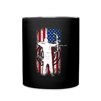 Usa Patriotic American flag 4th of July Archery - Full Colour Mug - black - Front