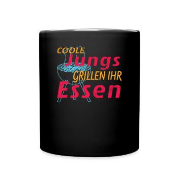 Grillen und Camper Geschenkidee - Tasse einfarbig - Schwarz - Vorne