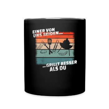 Grillen und Camper Geschenkidee - Tasse einfarbig - Schwarz - Vorne