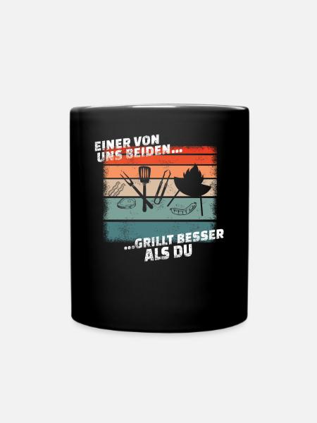 Grillen und Camper Geschenkidee - Tasse einfarbig - Schwarz