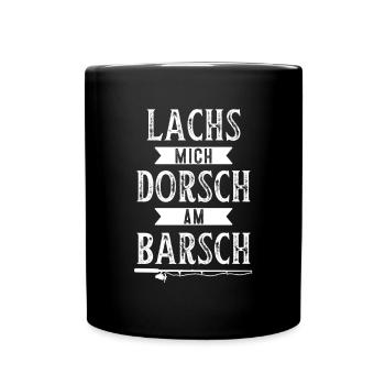 Angeln Geschenk Fischer Angler Petri Heil Rute - Tasse einfarbig - Schwarz - Vorne