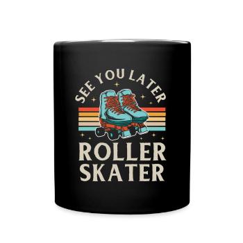 Inline Skate Geschenk Rollerskates Roller 70er - Tasse einfarbig - Schwarz - Vorne