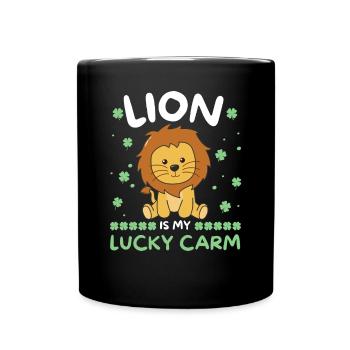 Lion is my lucky carm Clover St Patrick's Day - Full Colour Mug - black - Front