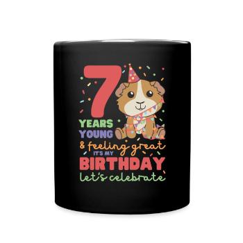 Cochon d’Inde pour les enfants de 7e anniversaire sept - Mug uni - noir - Devant