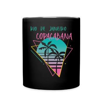 Copacabana-Palme Rio-Ferien-Strand-Ozean-Surfen - Tasse einfarbig - Schwarz - Vorne