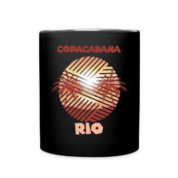 Copacabana Rio-Palme-Ferien-Strand-Ozean-Surfen - Tasse einfarbig - Schwarz - Vorne