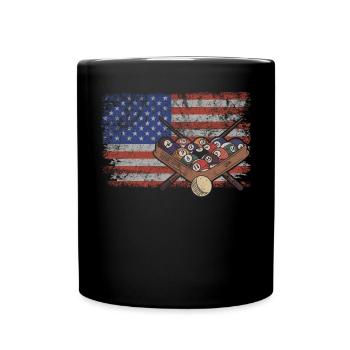Billard Retro USA Flagge Billardkugel 4th of July - Tasse einfarbig - Schwarz - Vorne