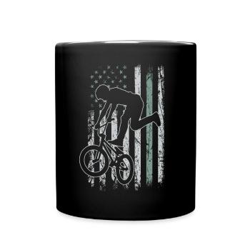BMX Retro USA Flagge Fahrrad 4th of July BMX - Tasse einfarbig - Schwarz - Vorne