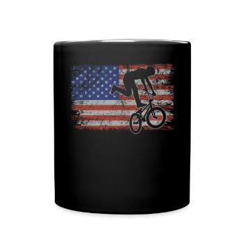 BMX Retro USA Flagge Fahrrad 4th of July BMX - Tasse einfarbig - Schwarz - Vorne