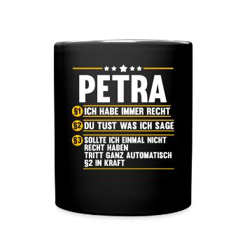 Name Petra - Tasse einfarbig - Schwarz - Vorne