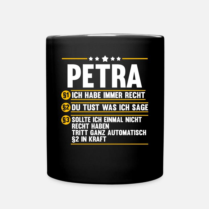 Name Petra - Tasse einfarbig - Schwarz