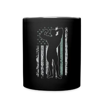 Bodybuilding Retro USA Flagge 4th of July - Tasse einfarbig - Schwarz - Vorne