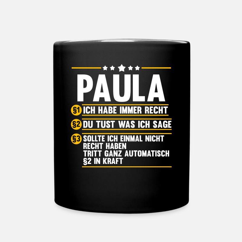 Name Paula - Tasse einfarbig - Schwarz