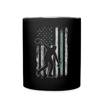 Bowling Retro USA Flag Bowling 4th of July - Full Colour Mug - black - Front
