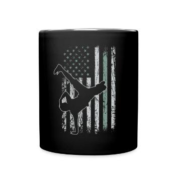 Breake Dance Retro USA Flagge 4th of July - Tasse einfarbig - Schwarz - Vorne