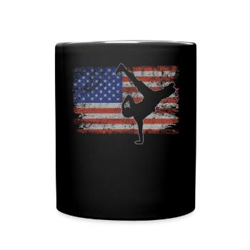 Breake Dance Retro USA Flagge 4th of July - Tasse einfarbig - Schwarz - Vorne