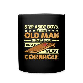 Let this old man show you to play cornhole - Full Colour Mug - black - Front
