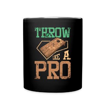 Throw cornhole like a pro - Full Colour Mug - black - Front