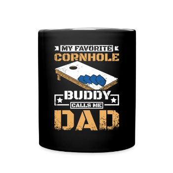 Mein Lieblings Cornhol Spieler nennt mich Papa - Tasse einfarbig - Schwarz - Vorne