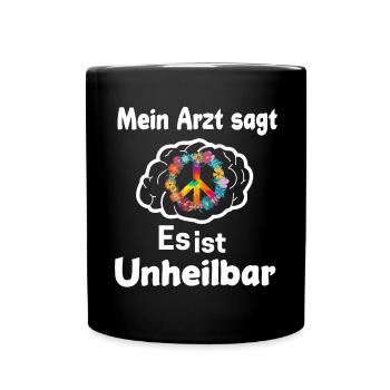 Hippie Geschenk Acidhead Flowerpower Hippi Hippy - Tasse einfarbig - Schwarz - Vorne