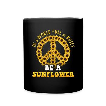 Hippie Peace Groovy Flowerpower Boho Woodstock - Full Colour Mug - black - Front