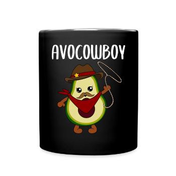 Avocado Cowboy Funny Vegetable Fruit Gift - Full Colour Mug - black - Front