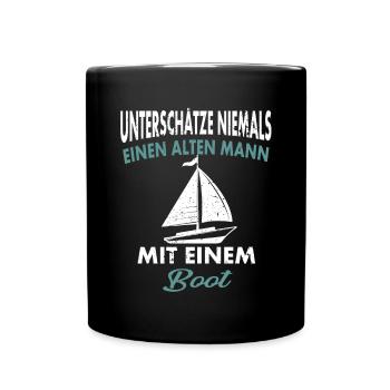 Unterschätze niemals einen alten Mann - Tasse einfarbig - Schwarz - Vorne