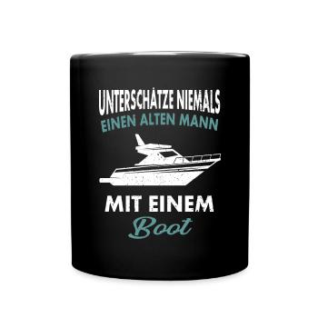 Unterschätze niemals einen alten Mann - Tasse einfarbig - Schwarz - Vorne