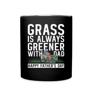 Tonte de pelouse Drôle de papa Fête des pères Tondeuse à gazon Pelouse - Mug uni - noir - Devant