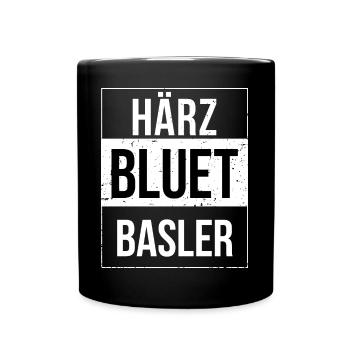 Härzbluetbasler aus Basel - Tasse einfarbig - Schwarz - Vorne