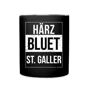 Härzbluet St. Galler St.Gallen - Tasse einfarbig - Schwarz - Vorne