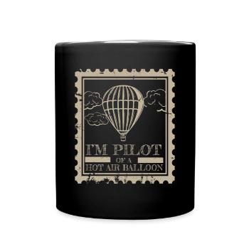 Heißluftballon & Ballon Fahrer Geschenk - Tasse einfarbig - Schwarz - Vorne