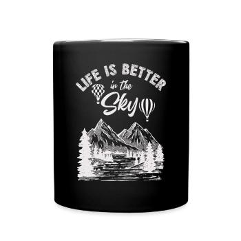 Heißluftballon & Ballon Fahrer Geschenk - Tasse einfarbig - Schwarz - Vorne