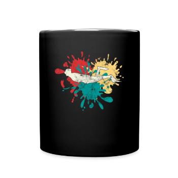 Taucher Tauchen Silhouette - Tasse einfarbig - Schwarz - Vorne