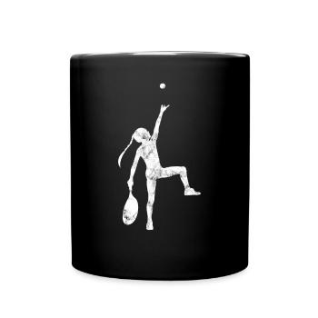 Tennis Tennisspielerin Silhouette - Tasse einfarbig - Schwarz - Vorne