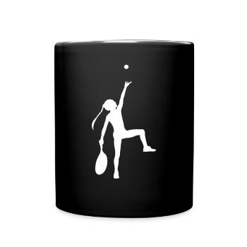 Tennis Tennisspielerin Silhouette - Tasse einfarbig - Schwarz - Vorne