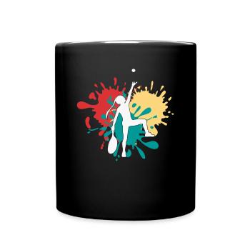 Tennis Tennisspielerin Silhouette - Tasse einfarbig - Schwarz - Vorne