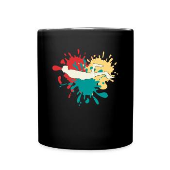 Taucher Tauchen Silhouette - Tasse einfarbig - Schwarz - Vorne