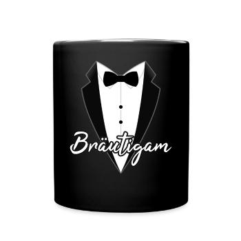 JGA T-Shirt Bräutigam Kostüm Junggesellenabschied - Tasse einfarbig - Schwarz - Vorne