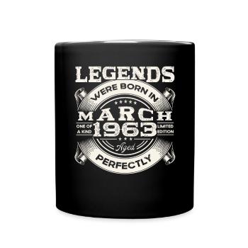 March Born 1963 60th birthday Man Legendary 63 - Full Colour Mug - black - Front