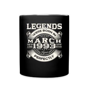 Mars Né 1993 30e anniversaire Homme Légendaire 93 - Mug uni - noir - Devant