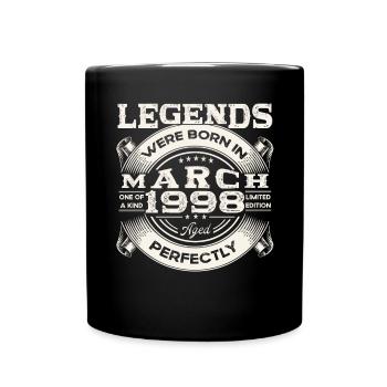 Mars Né 1998 25ème anniversaire Homme Légendaire 98 - Mug uni - noir - Devant