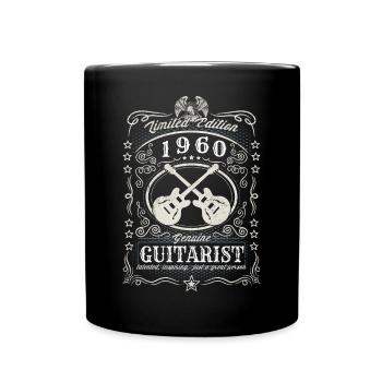 Vintage 1960 Guitarist Birthday Gift Hobby - Full Colour Mug - black - Front