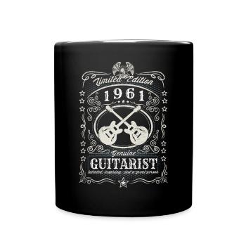 Vintage 1961 Guitarist Birthday Gift Hobby - Full Colour Mug - black - Front