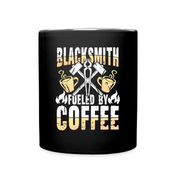 Blacksmith Fueled By Coffee - Tasse einfarbig - Schwarz - Vorne