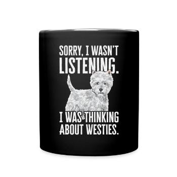West Highland White Terrier Westie - Tasse einfarbig - Schwarz - Vorne
